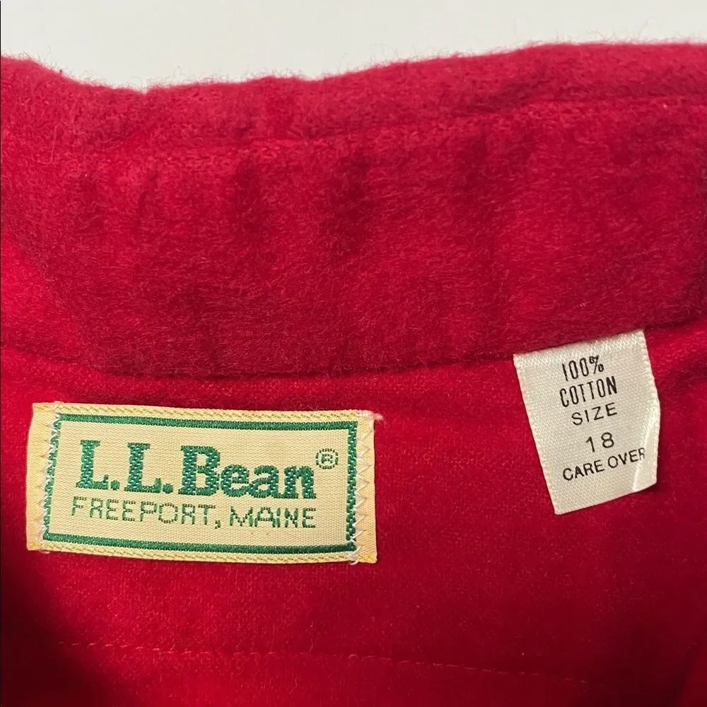 Vintage 80s-90s Red L.L. Bean Button Front Barn Shacket Women's Size 18